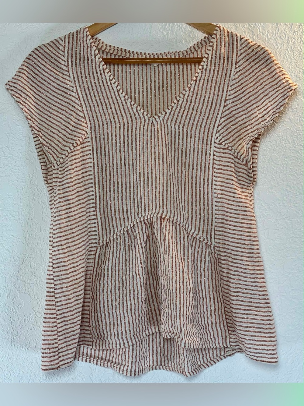 Striped Metallic V-Neck Top